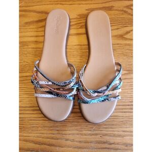 MADEWELL The Tracie Crisscross Slide Summer Sandal Snakeskin Leather Size 11